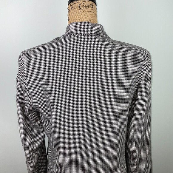 Jones & Co Vintage Houndstooth Gingham Blazer Wool Blend Black White Women's S - Picture 6 of 12